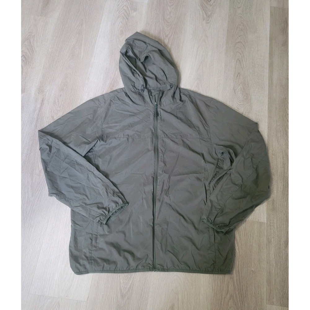 Uniqlo Men Gray Full Zip Hooded Windbreaker Jacket XL Lightweight Olive Outdoor
